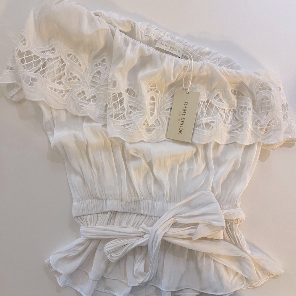 Ramy Brook Levon Ivory One Shoulder Top Size XS